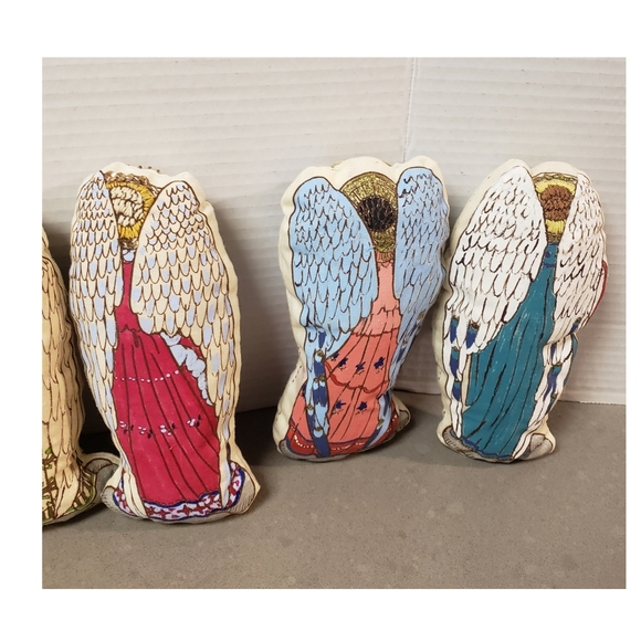 Vintage Lot Set Of 10 Cut And Sew Handpainted Embellished Soft Sculpture Angels - Picture 6 of 16